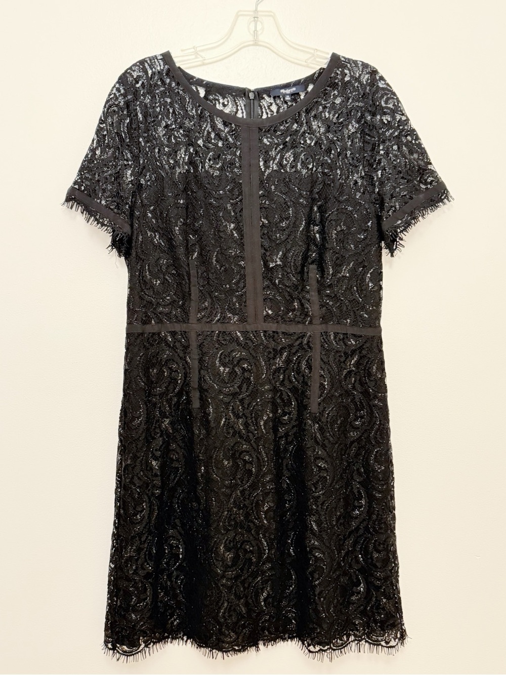 MADEWELL Black Silver Lurex Lace Corset Dress